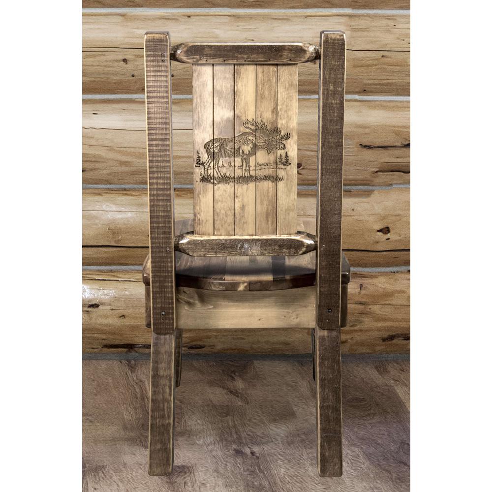 Homestead Collection Side Chair w/ Laser Engraved Moose Design, Stain & Lacquer Finish. Picture 7