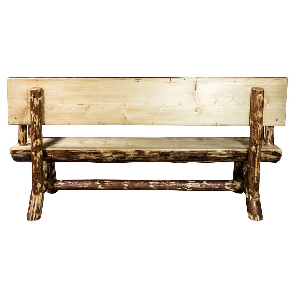Glacier Country Collection Half Log Bench w/ Back & Arms, 6 Foot. Picture 3