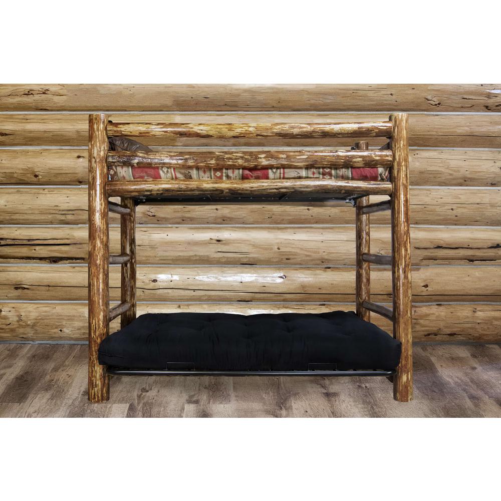 Glacier Country Collection Twin Bunk Bed over Full Futon Frame w/ Mattress. Picture 8