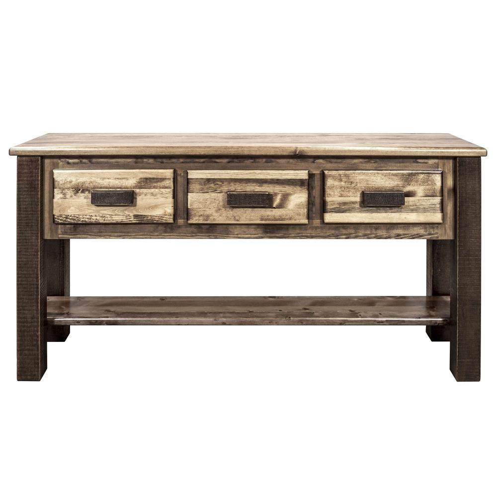 Homestead Collection Console Table w/ 3 Drawers, Stain & Clear Lacquer Finish. Picture 2
