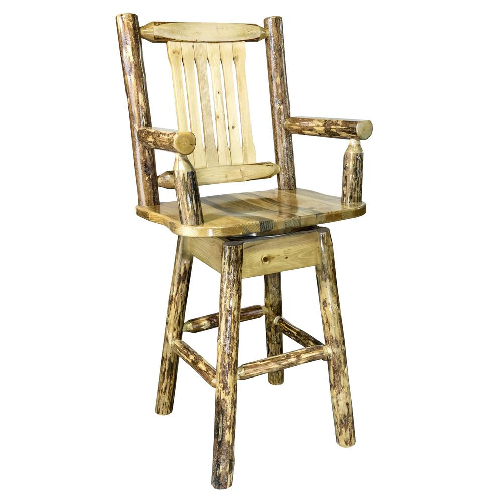 Glacier Country Collection Captain's Barstool w/ Back & Swivel. Picture 1