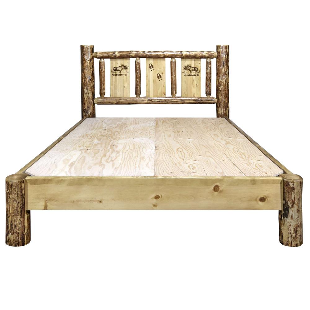 Glacier Country Collection Twin Platform Bed w/ Laser Engraved Moose Design. Picture 6