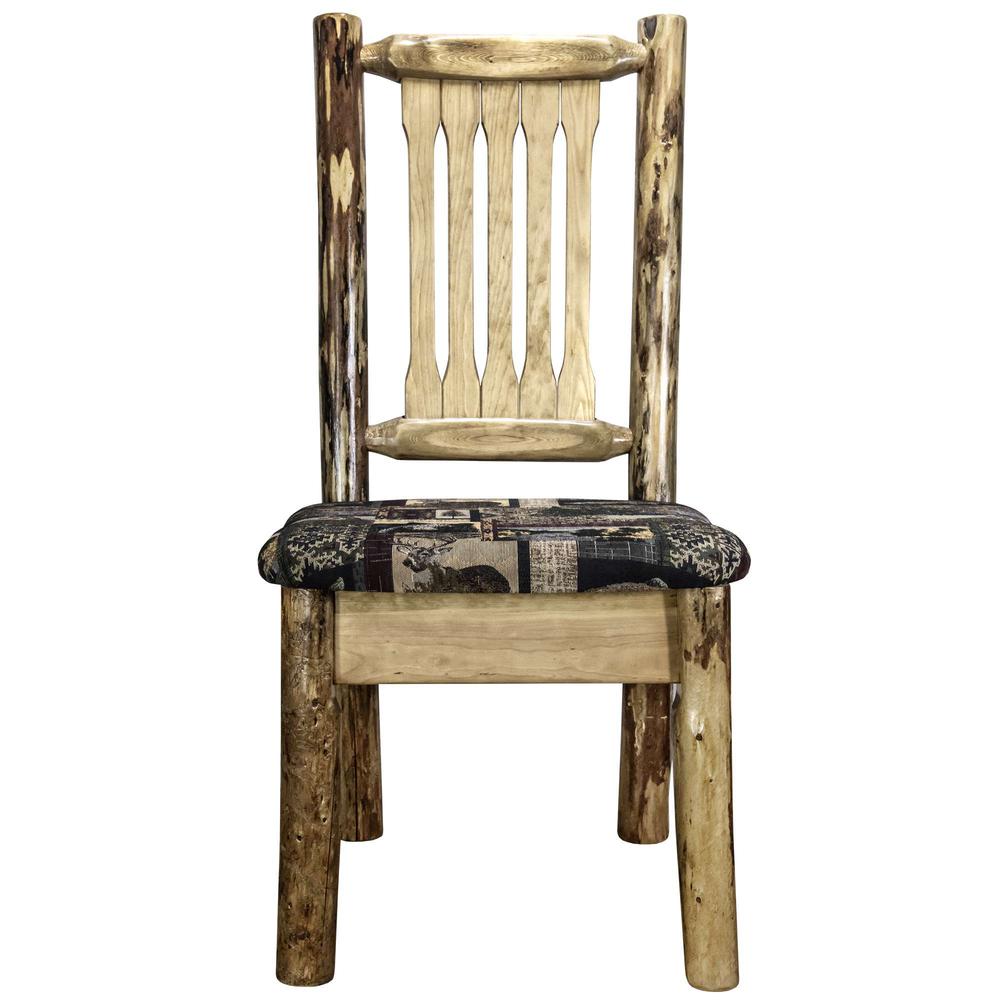 Glacier Country Collection Side Chair w/ Upholstered Seat, Woodland Pattern. Picture 2