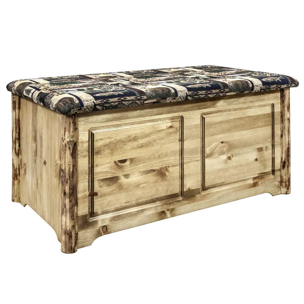 Glacier Country Collection Small Blanket Chest, Woodland Upholstery. Picture 1