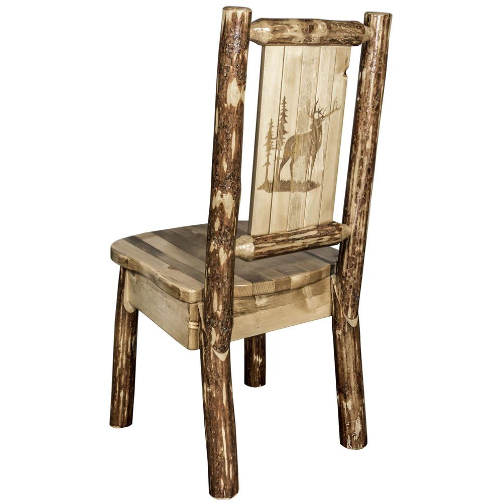 Glacier Country Collection Side Chair w/ Laser Engraved Elk Design. Picture 1