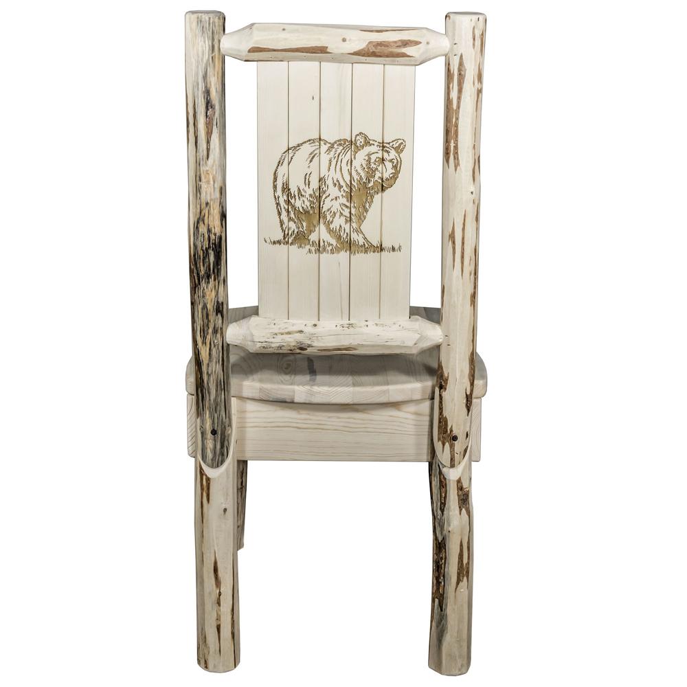 Montana Collection Side Chair w/ Laser Engraved Bear Design, Clear Lacquer Finish. Picture 2