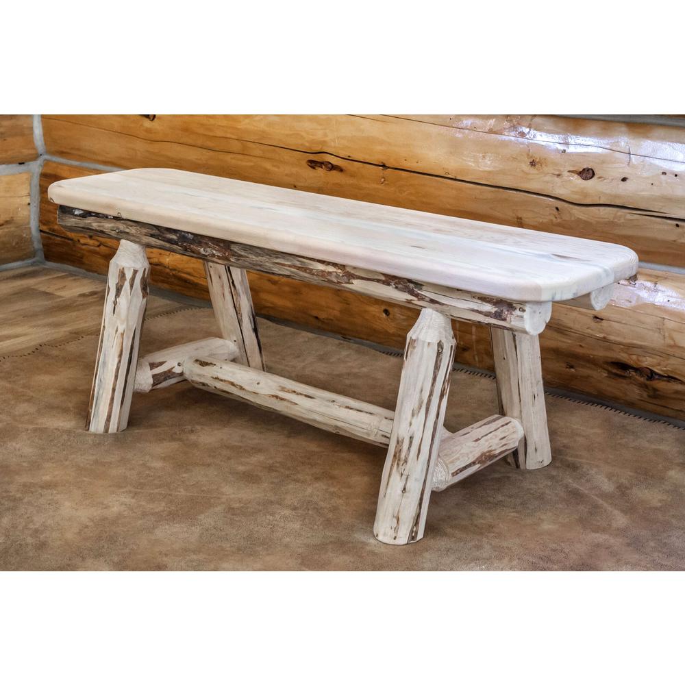 Montana Collection Plank Style Bench, Clear Lacquer Finish, 45 Inch. Picture 2