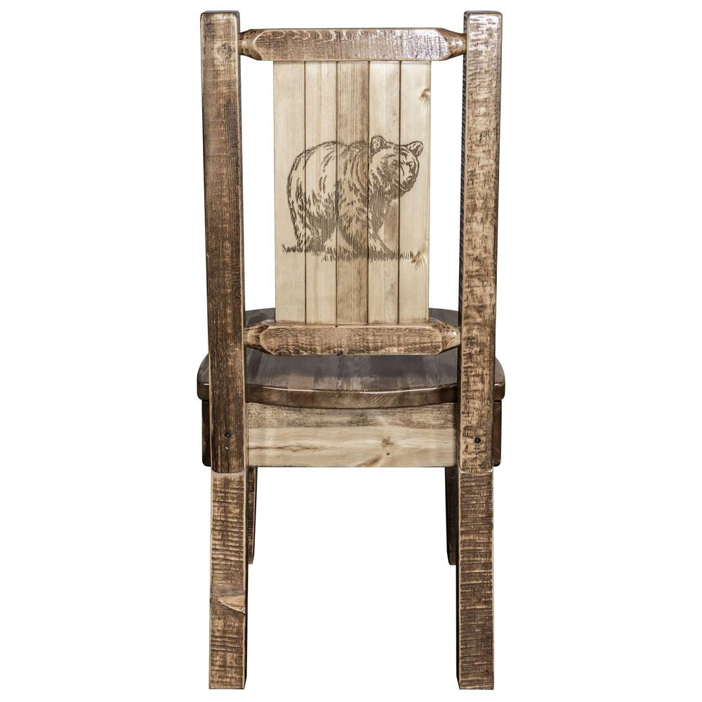 Homestead Collection Side Chair w/ Laser Engraved Bear Design, Stain & Lacquer Finish. Picture 2