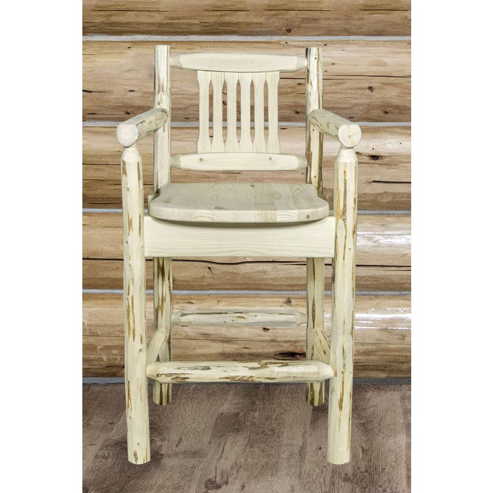 Montana Collection Counter Height Captain's Barstool, Clear Lacquer Finish. Picture 4