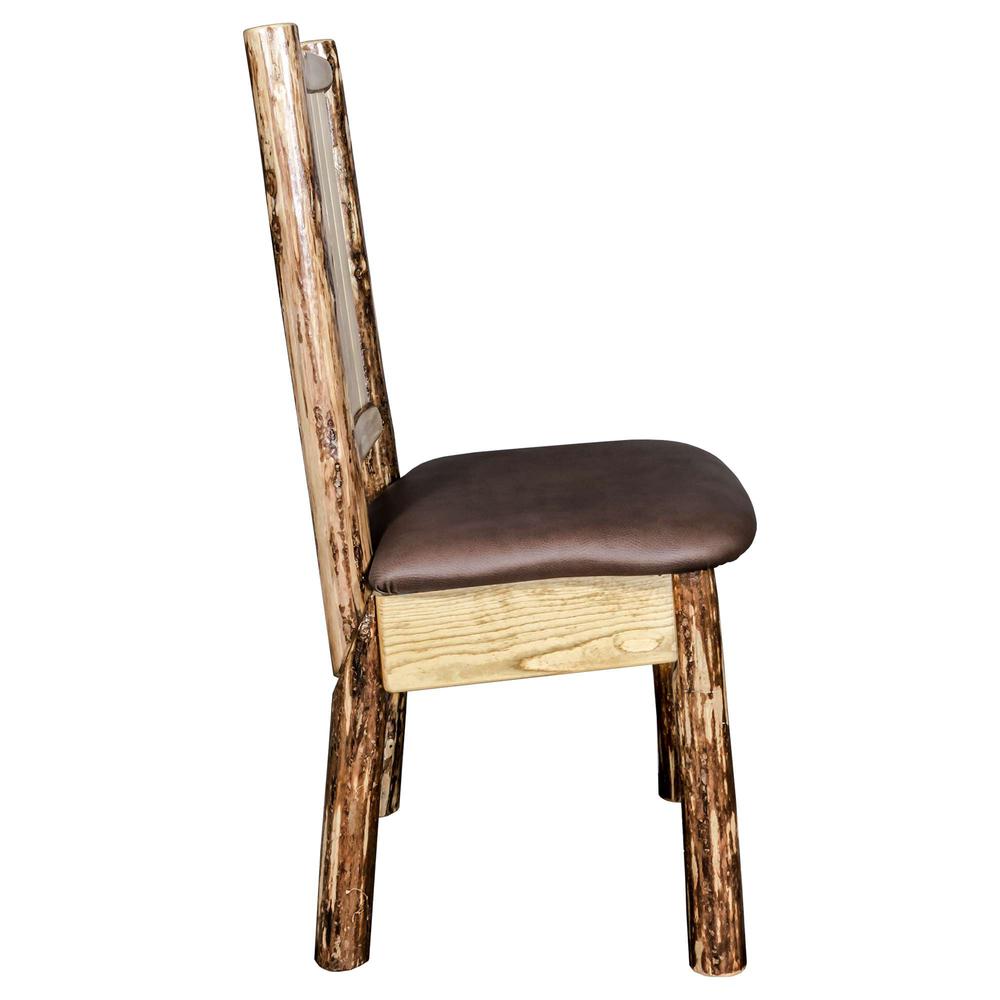 Glacier Country Collection Side Chair - Saddle Upholstery, w/ Laser Engraved Wolf Design. Picture 5