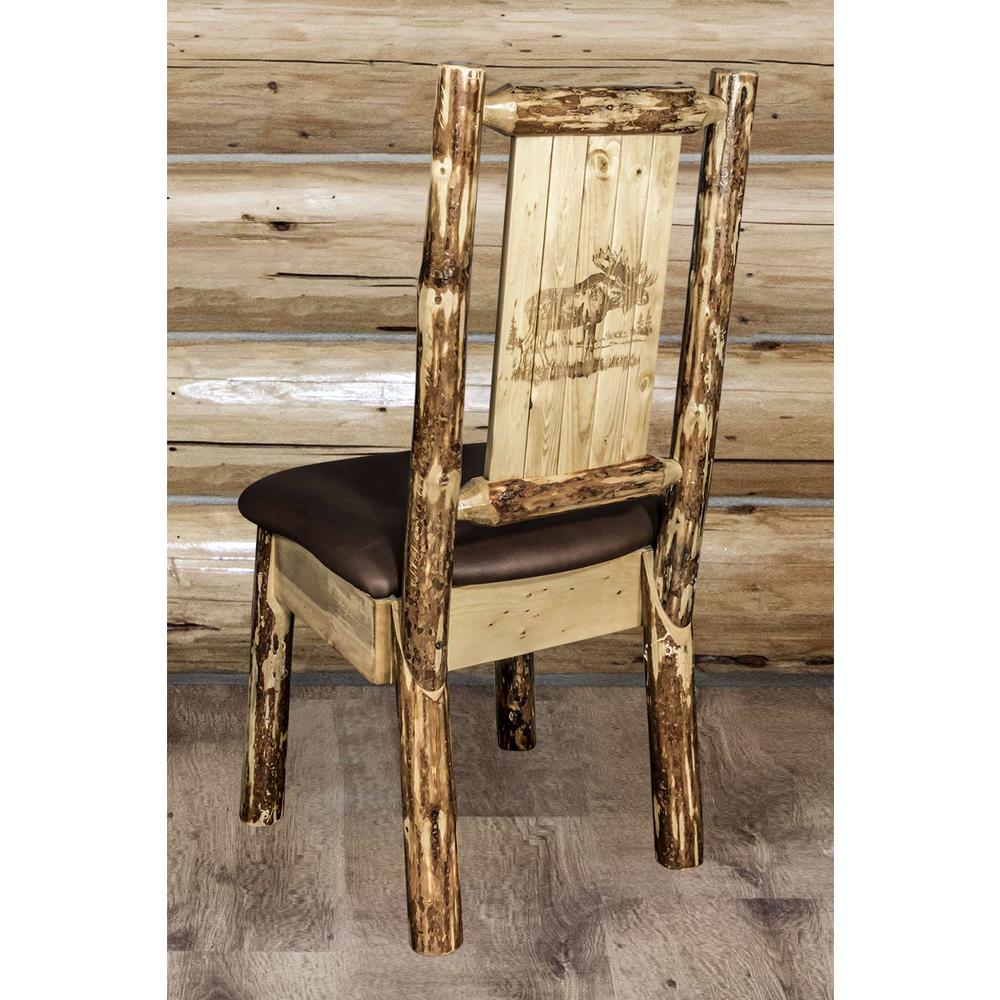 Glacier Country Collection Side Chair - Saddle Upholstery, w/ Laser Engraved Moose Design. Picture 6