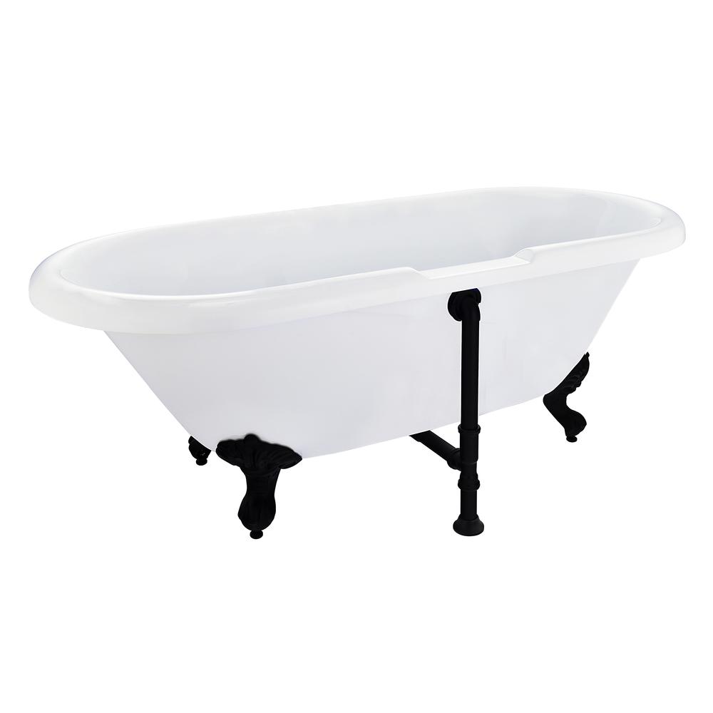 Kerta 67" x 29" Acrylic Clawfoot Soaking Bathtub in Glossy White. Picture 2