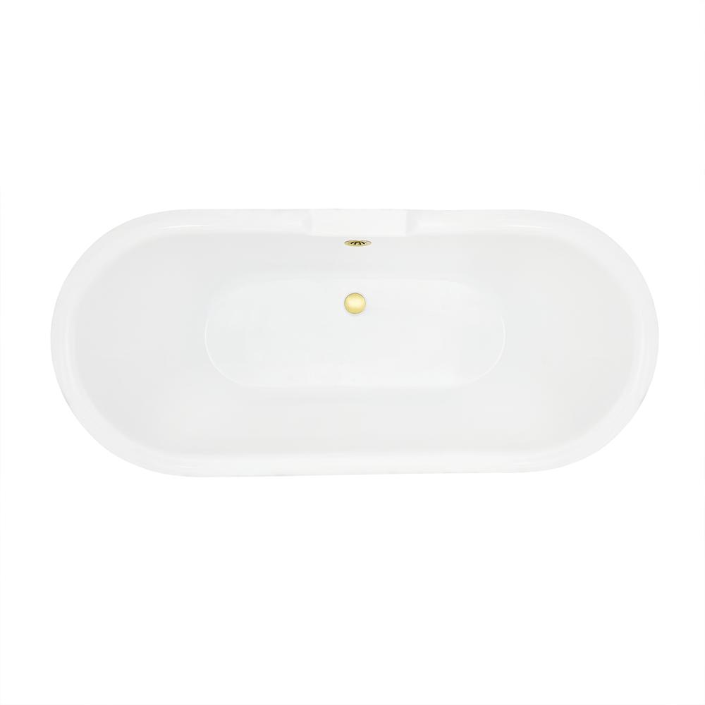 Kerta 67" x 29" Acrylic Clawfoot Soaking Bathtub in Glossy Gray. Picture 2