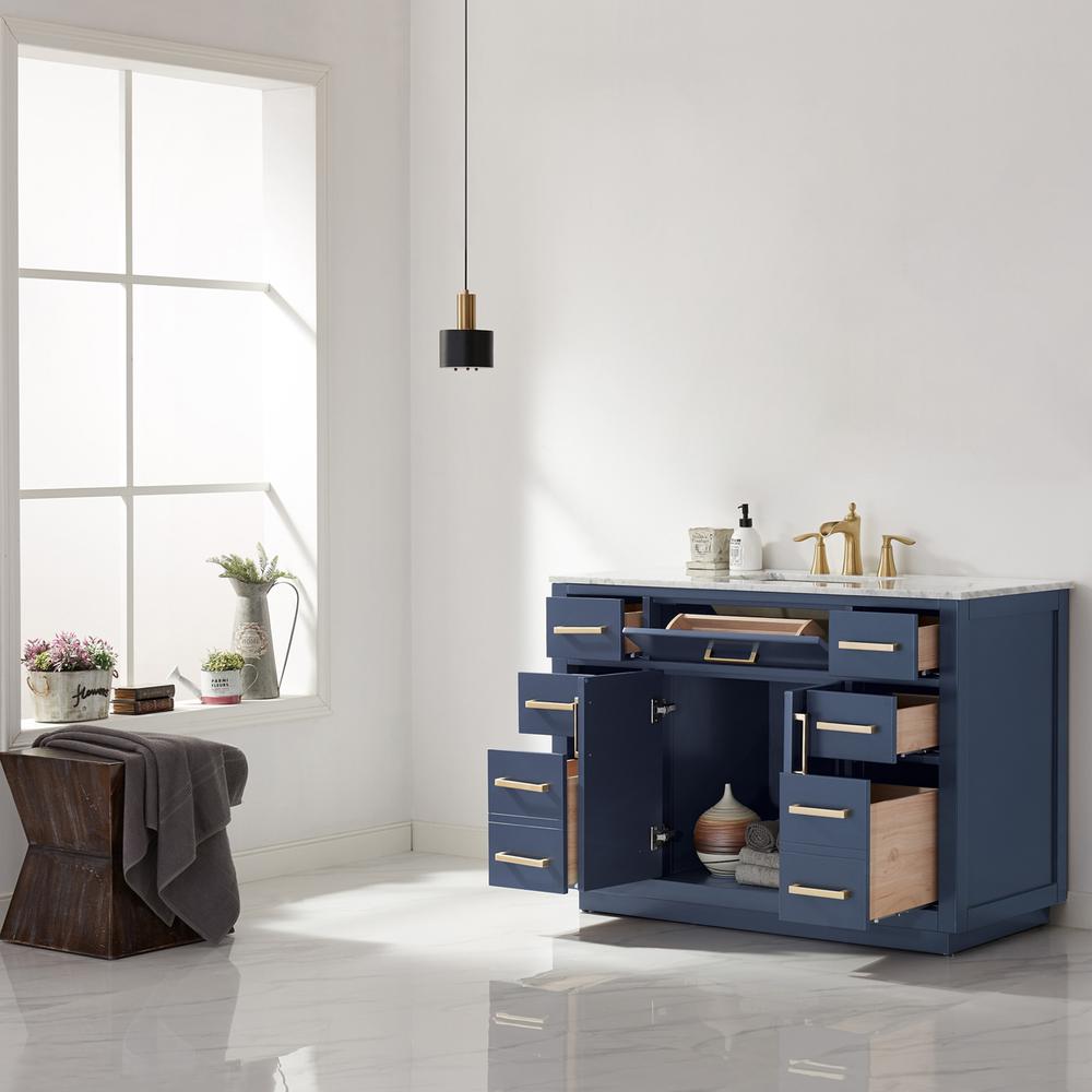Single Bathroom Vanity Cabinet Only in Royal Blue without Countertop and Mirror. Picture 4