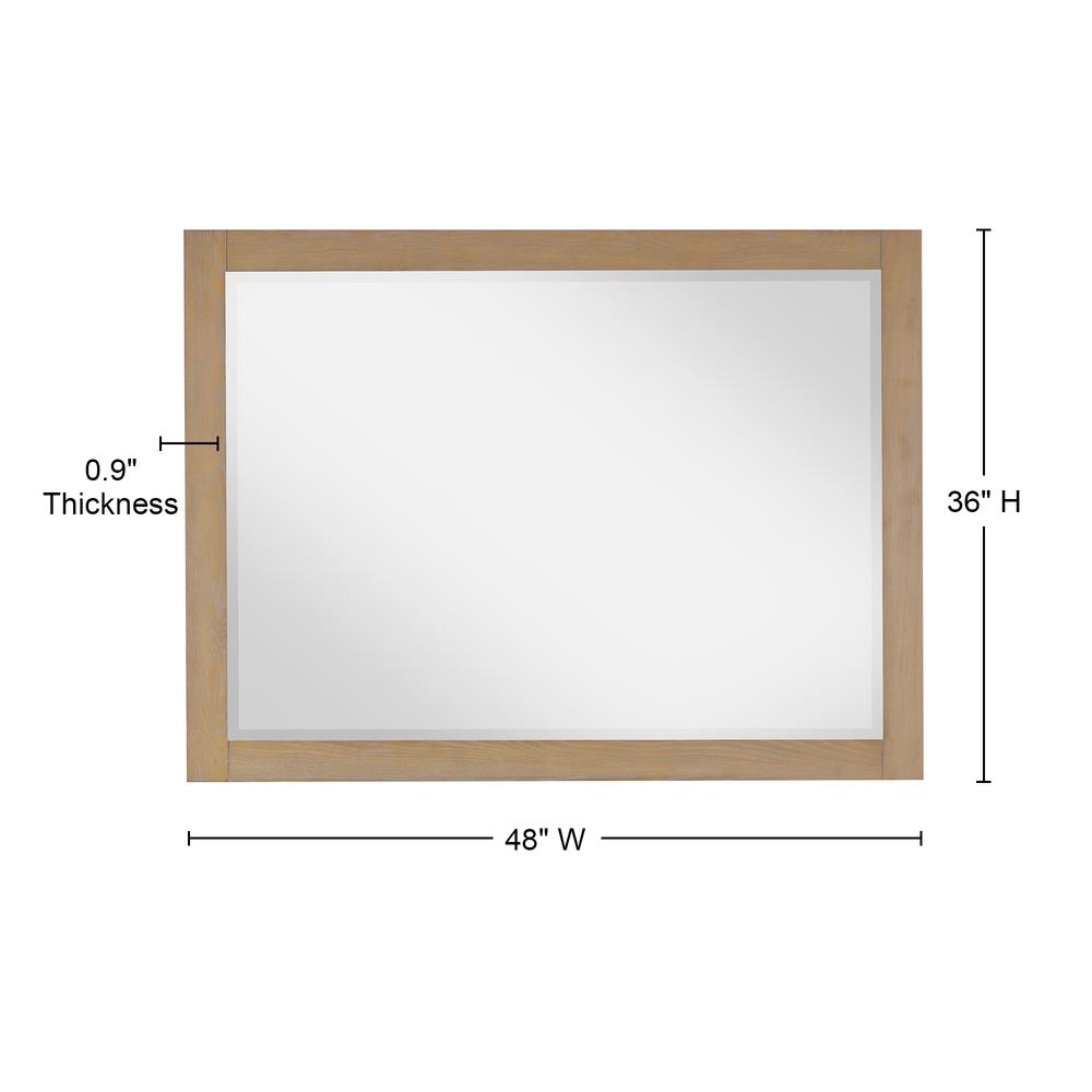 48" Rectangular Bathroom Wood Framed Wall Mirror in Washed Oak. Picture 10