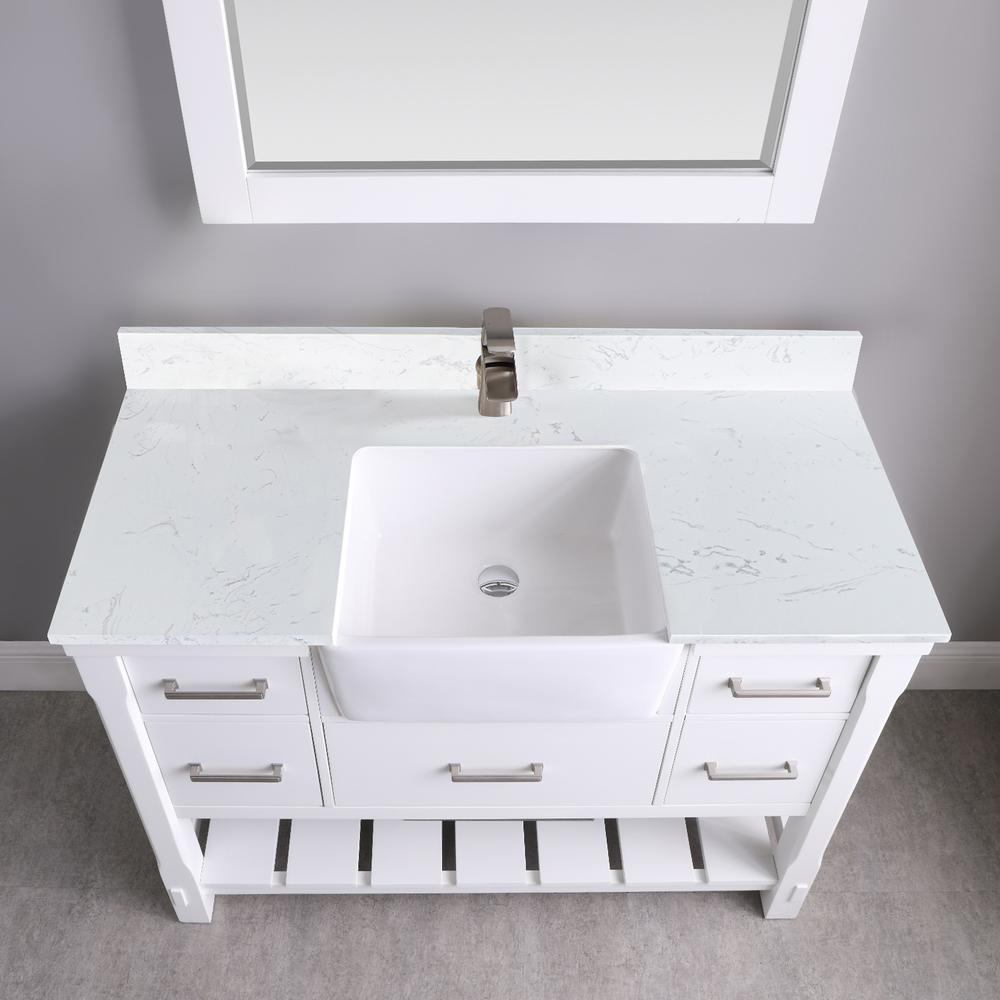 48" Single Bathroom Vanity Set in White without Mirror. Picture 7
