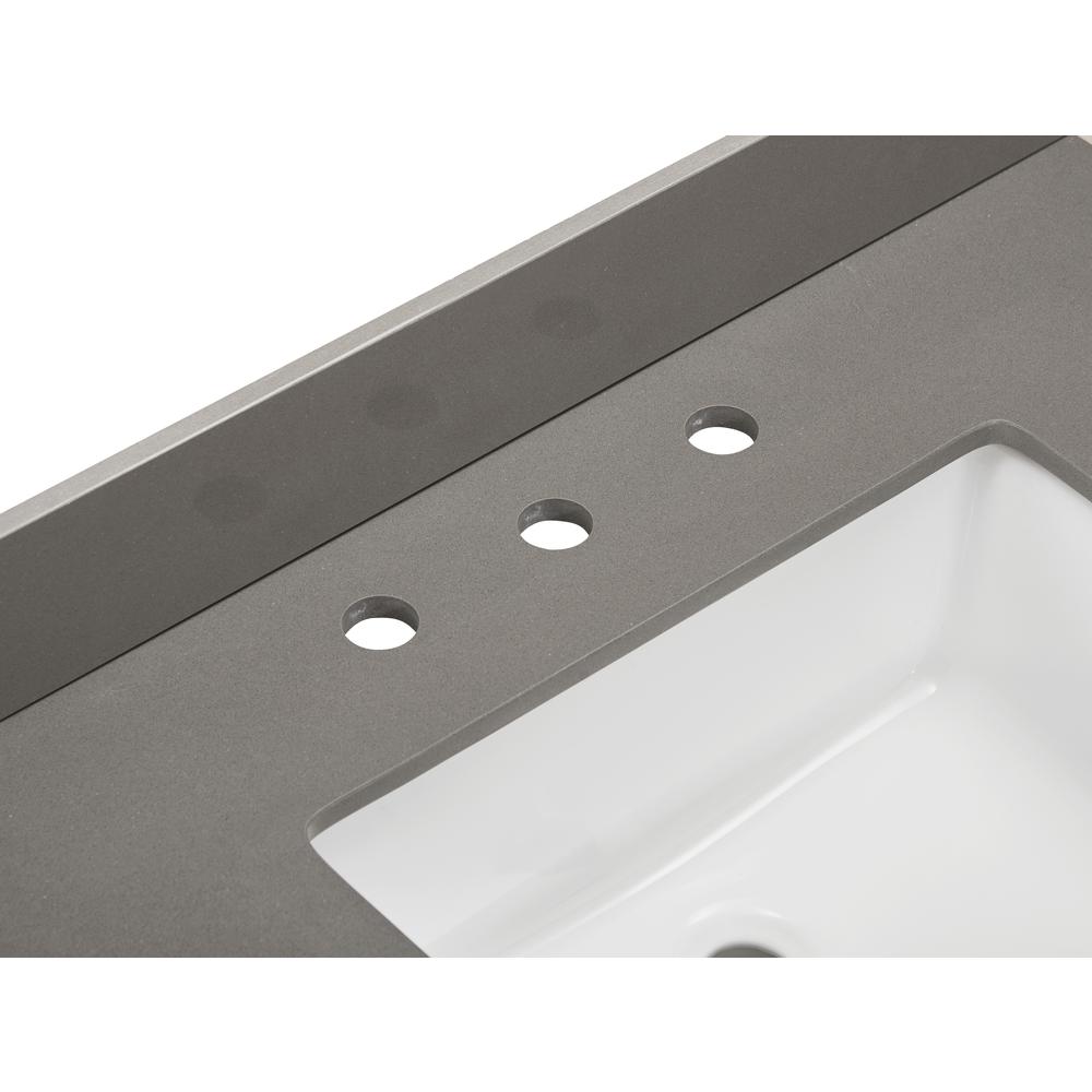 31 in. Composite Stone Vanity Top In Concrete Grey with White  Sink. Picture 6