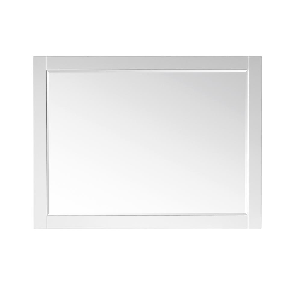 48" Rectangular Bathroom Wood Framed Wall Mirror in White. Picture 1