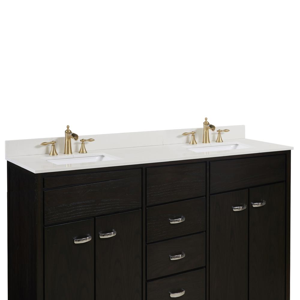 73 in. Composite Stone Vanity Top in Milano White with White Sink. Picture 5