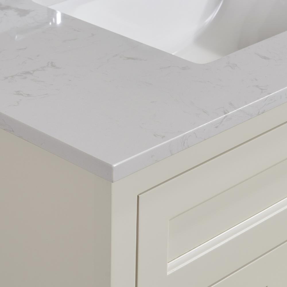37 in. Composite Stone Vanity Top in Jazz White with White Sink. Picture 8