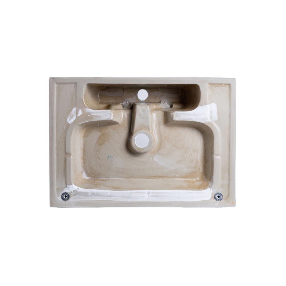 24 in. Rectangle White Finish Ceramic Vessel Bathroom Vanity Sink with Overflow. Picture 4