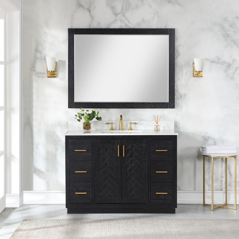 48" Single Bathroom Vanity Set in Black Oak with Mirror. Picture 4