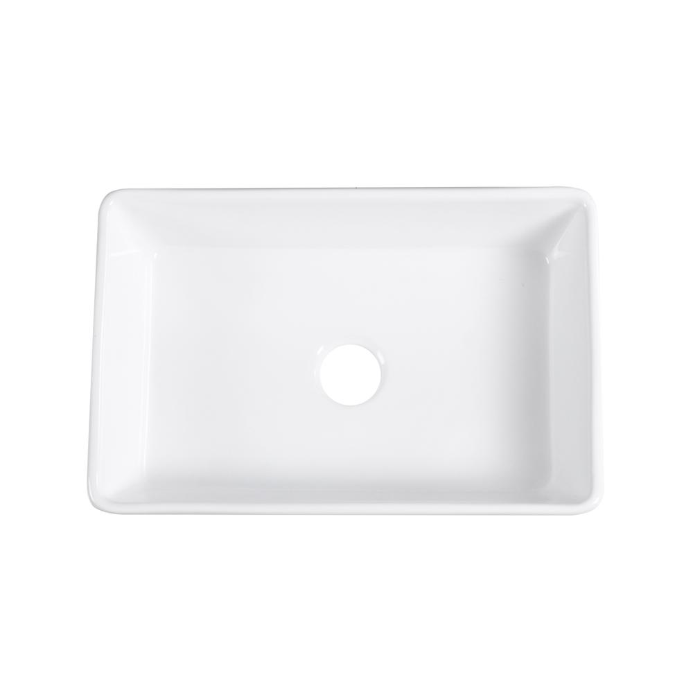 Treviso Glossy White Ceramic Rectangular 30" L x 19.7" W Vessel Bathroom Sink. Picture 2