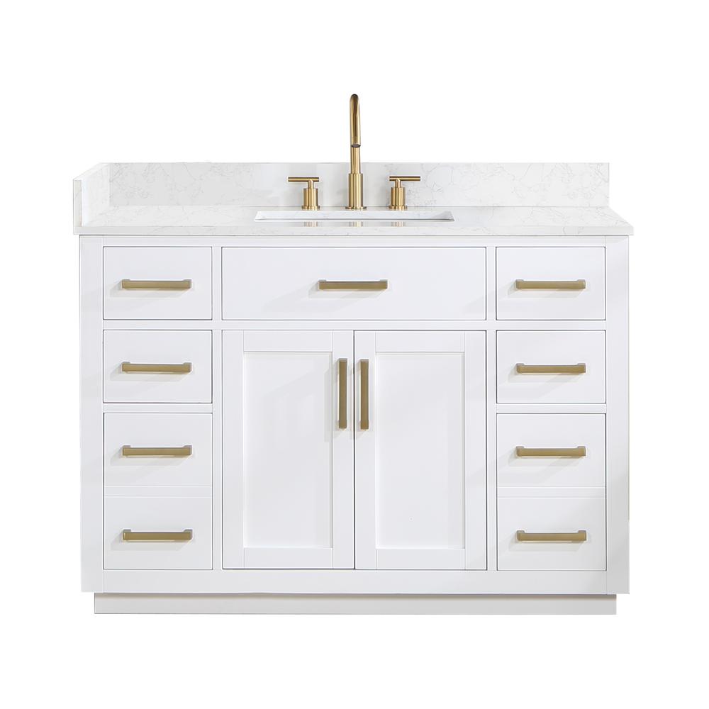 48" Single Bathroom Vanity in White without Mirror. Picture 1