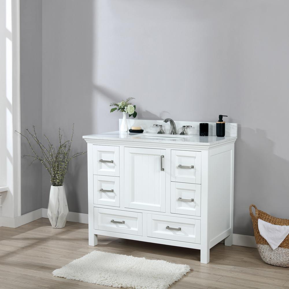42" Single Bathroom Vanity Set in White without Mirror. Picture 4