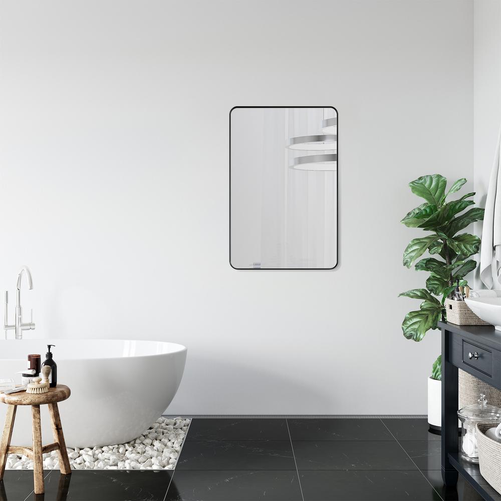 Nettuno 24" Rectangle Bathroom/Vanity Matt Black Aluminum Framed Wall Mirror. Picture 14
