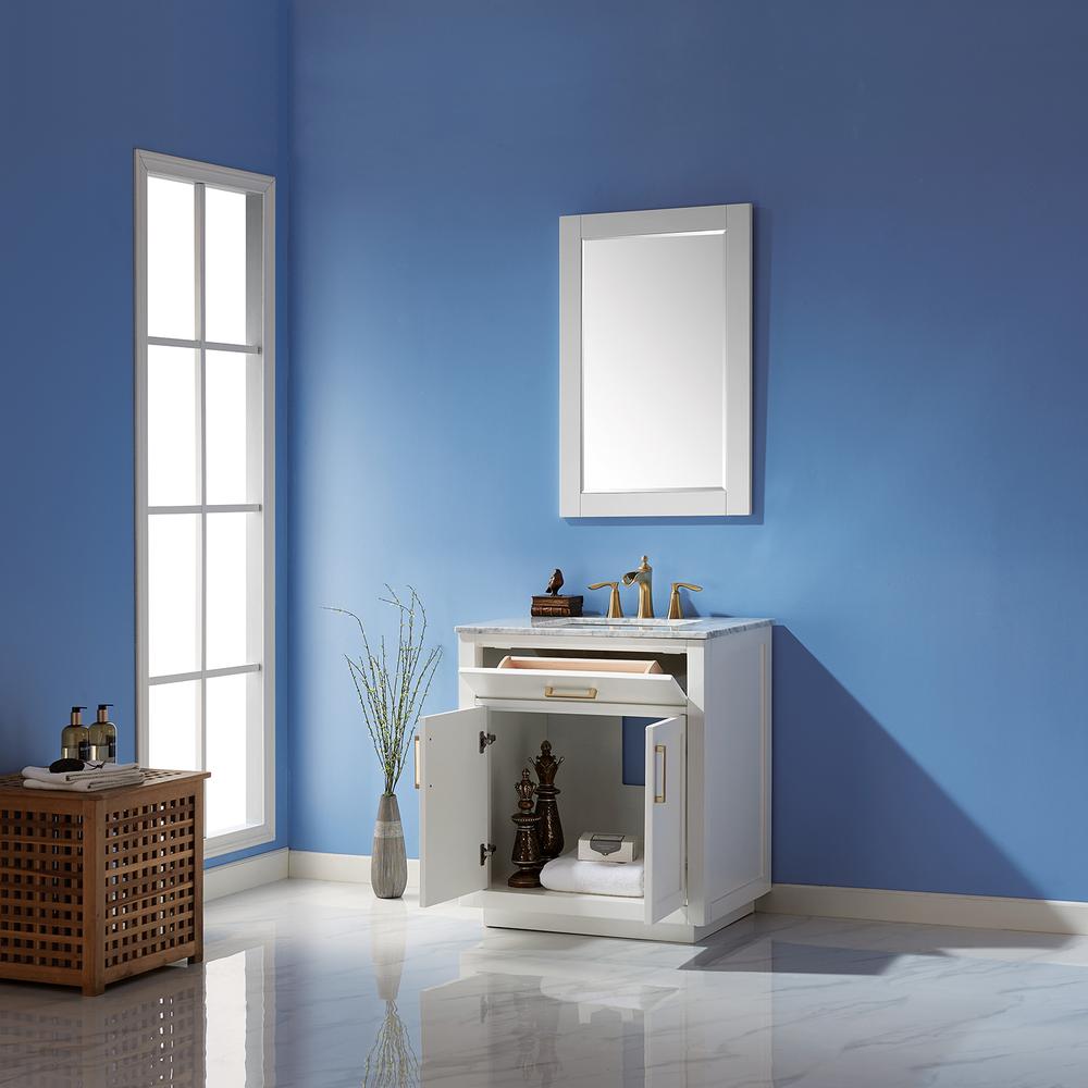 30" Single Bathroom Vanity Set in White with Mirror. Picture 5