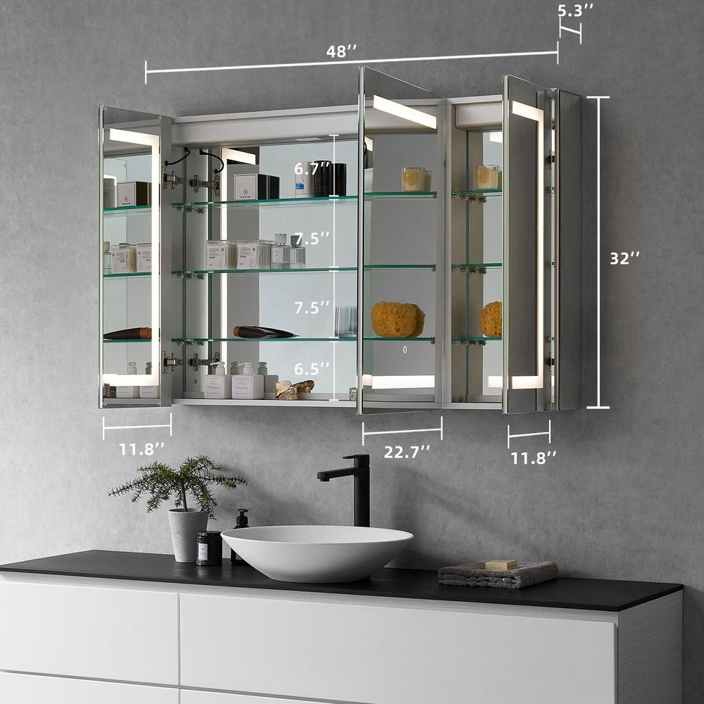 Frameless Surface-Mount/Recessed LED Lighted Bathroom Medicine Cabinet. Picture 2