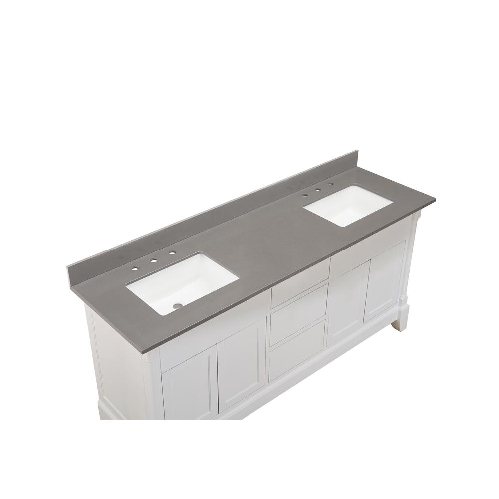 67 in. Composite Stone Vanity Top in Concrete Grey with White Sink. Picture 6