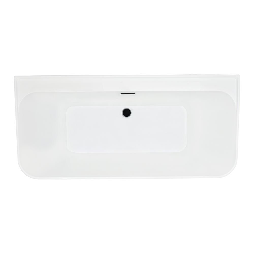 Groda 63" x 30" Flatbottom Freestanding Acrylic Soaking Bathtub in Glossy White. Picture 2