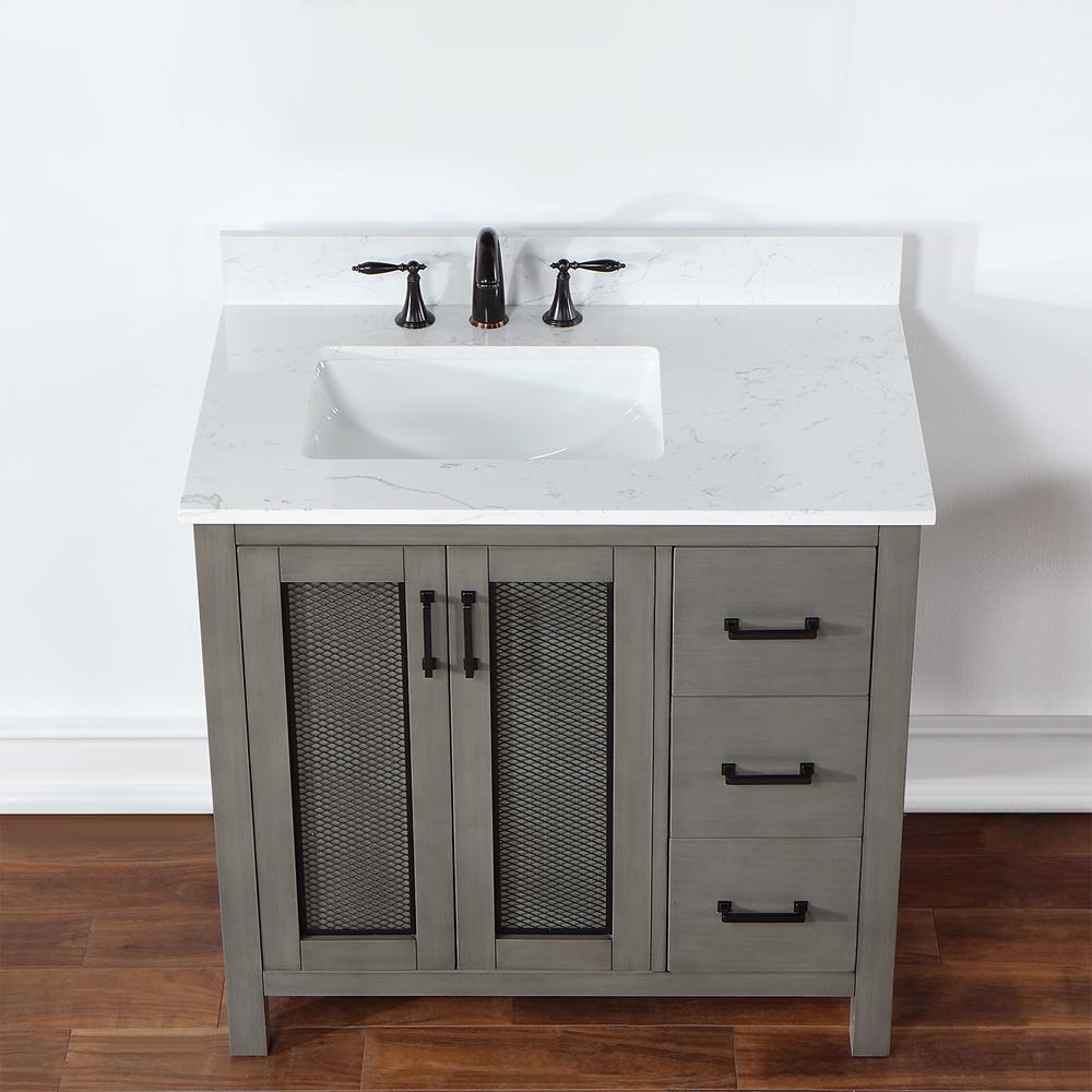 36" Single Bathroom Vanity Set in Gray Pine without Mirror. Picture 6