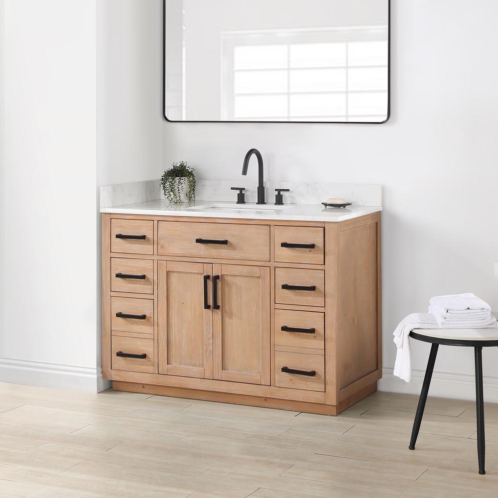 48" Single Bathroom Vanity in Light Brown without Mirror. Picture 6