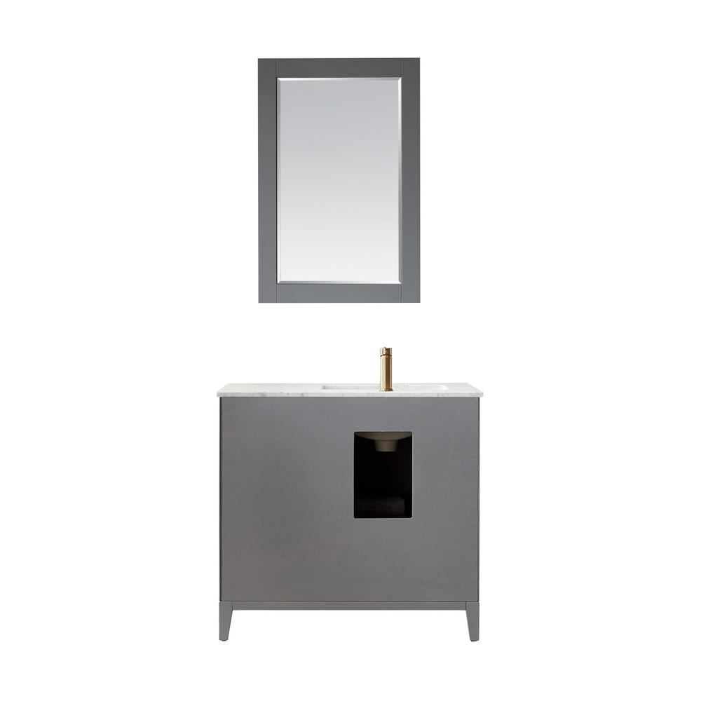 36" Single Bathroom Vanity Set in Gray with Mirror. Picture 2