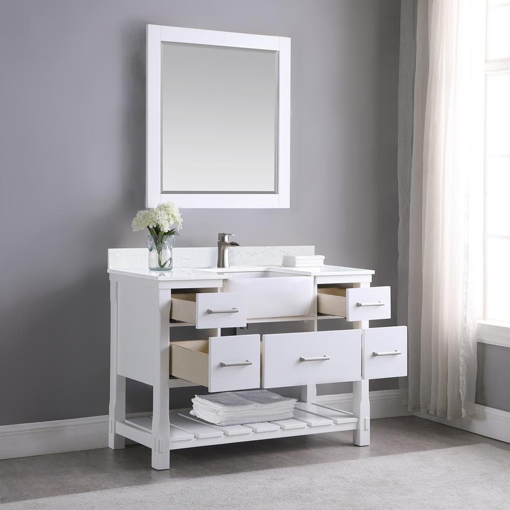 48" Single Bathroom Vanity Set in White with Mirror. Picture 6