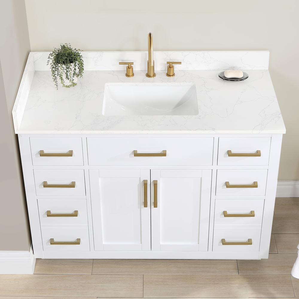 48" Single Bathroom Vanity in White without Mirror. Picture 9