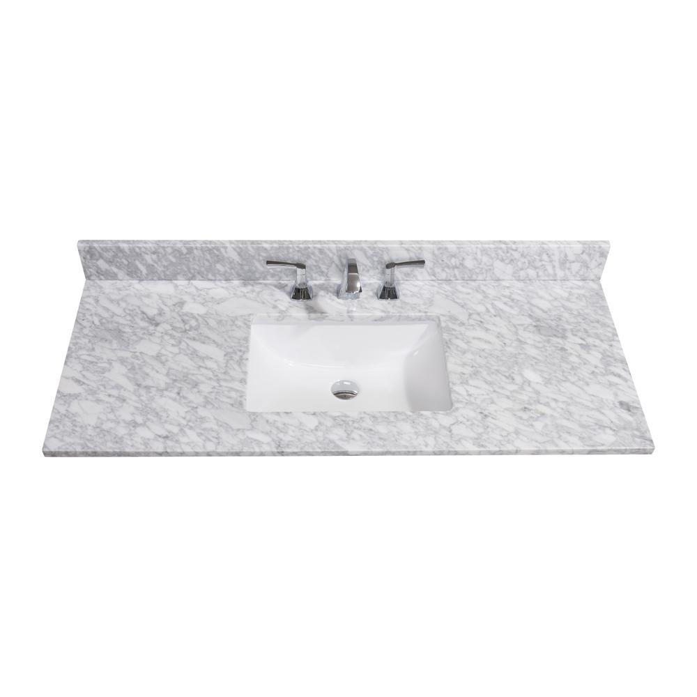 49 in. Natural Marble Vanity Top with White Sink. Picture 1