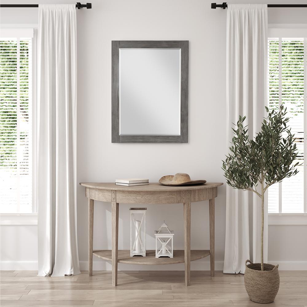 28" Rectangular Bathroom Wood Framed Wall Mirror in Classical Grey. Picture 8