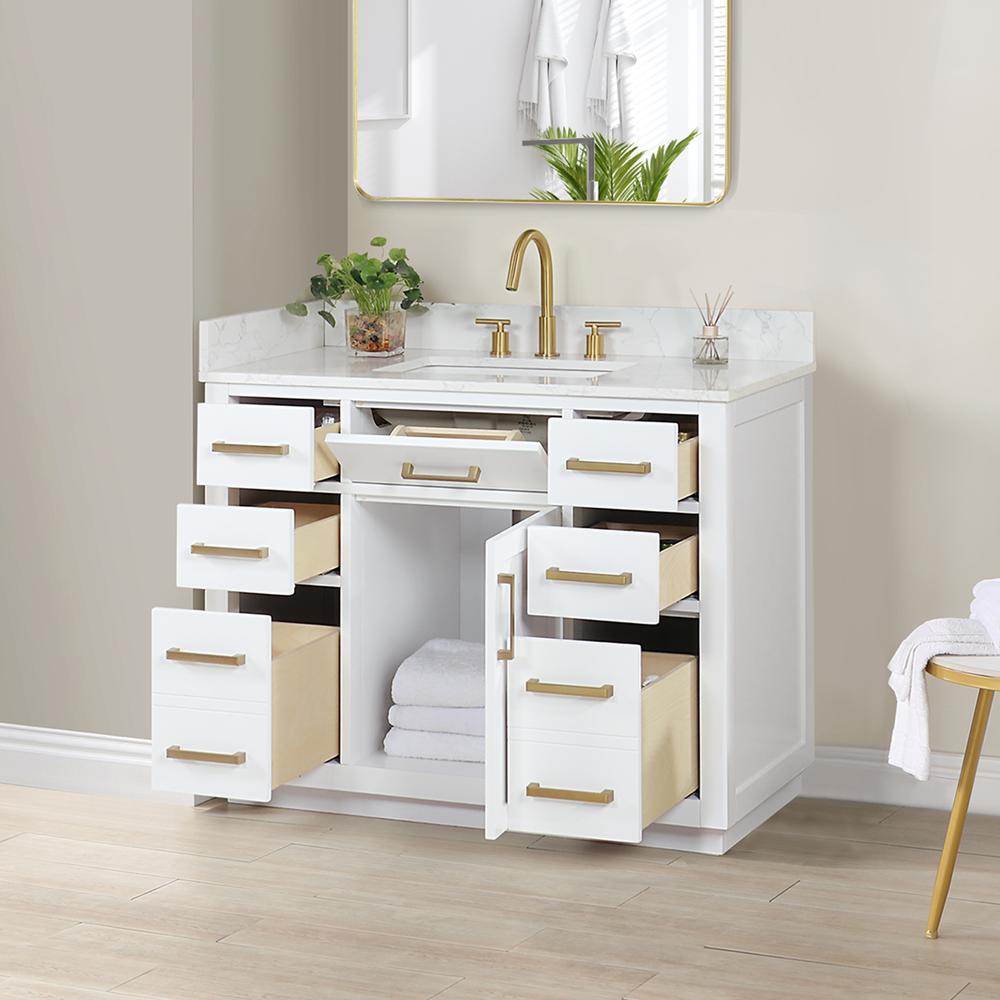 42" Single Bathroom Vanity in White without Mirror. Picture 8
