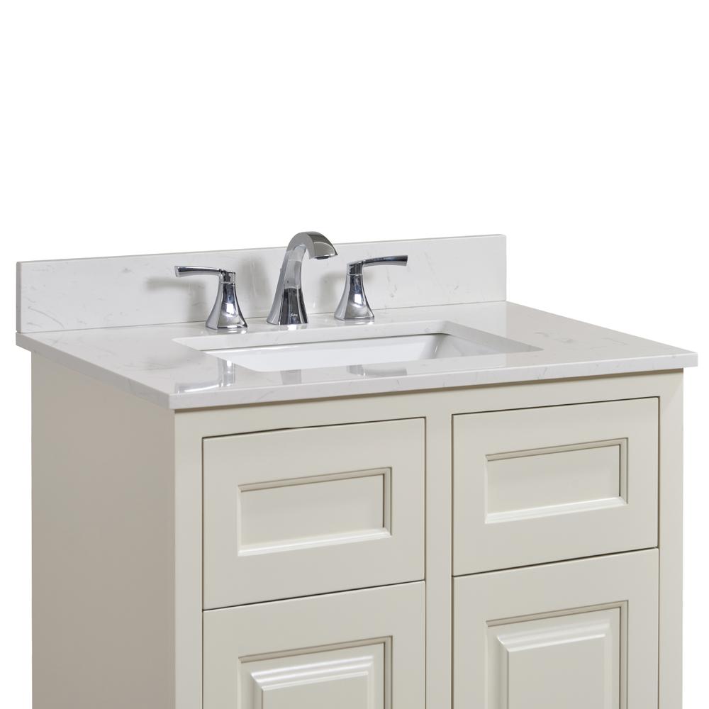 31 in. Composite Stone Vanity Top in Jazz White with White Sink. Picture 6
