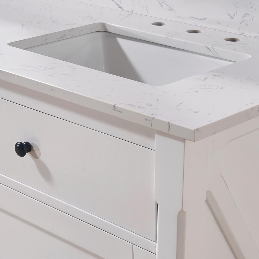 73. in Composite Stone Vanity Top in Aosta White with White Sink. Picture 5