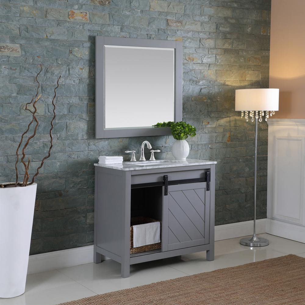 36" Single Bathroom Vanity Set in Gray with Mirror. Picture 5