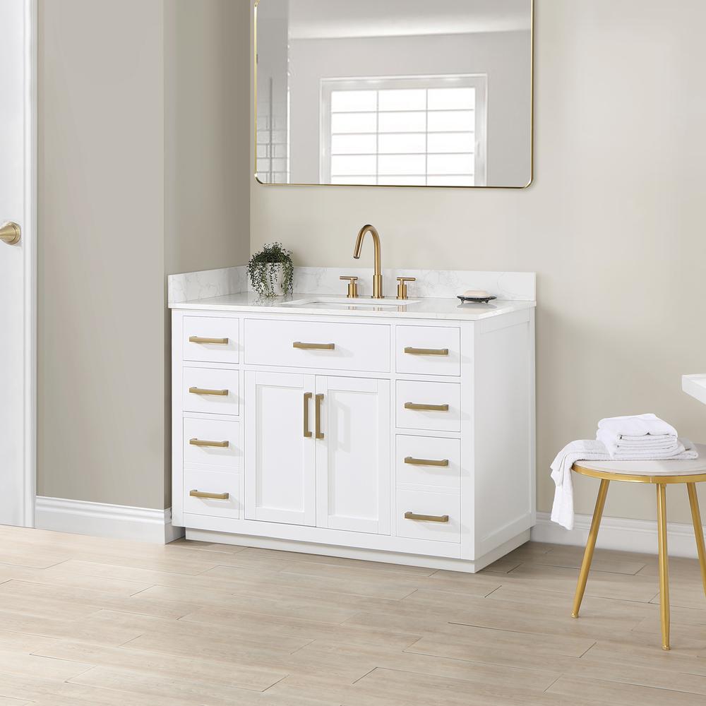 48" Single Bathroom Vanity in White without Mirror. Picture 6