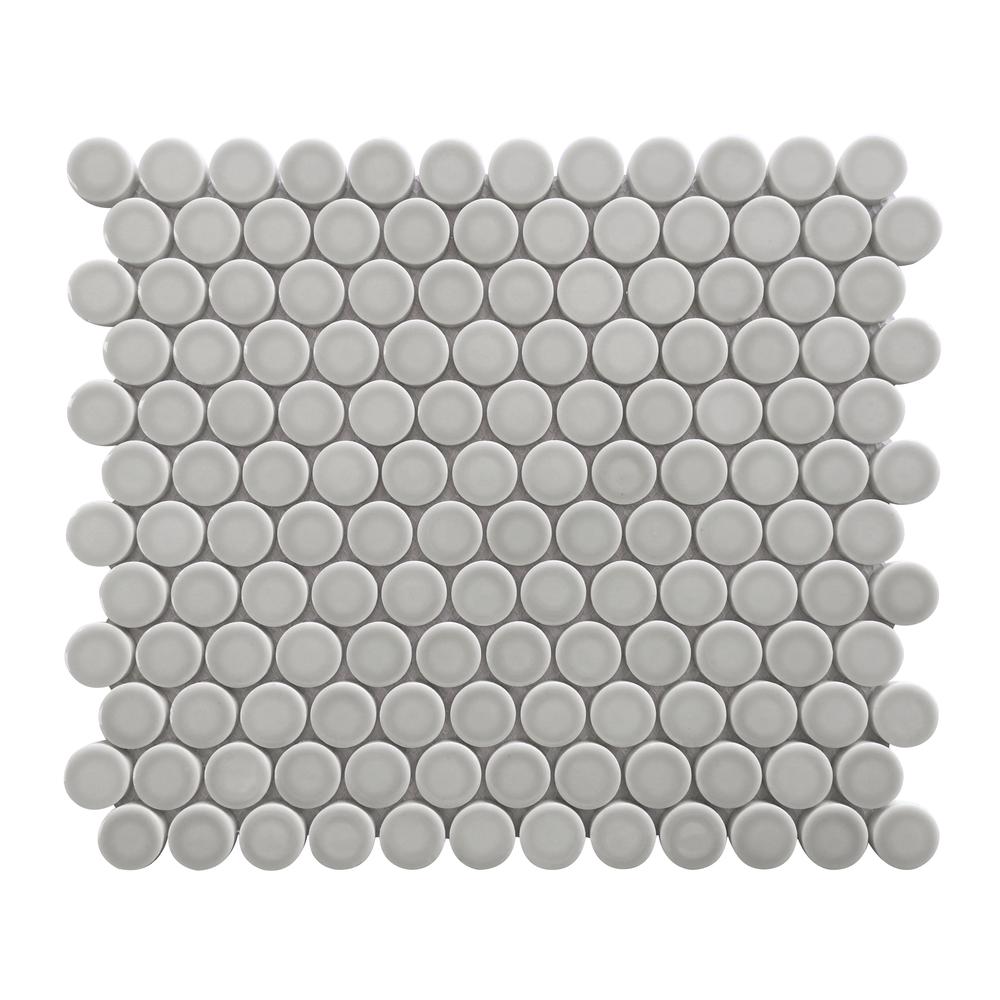 Huelva 12.68" x 11.02" Glass Penny Mosaic Floor and Wall Tile. Picture 2