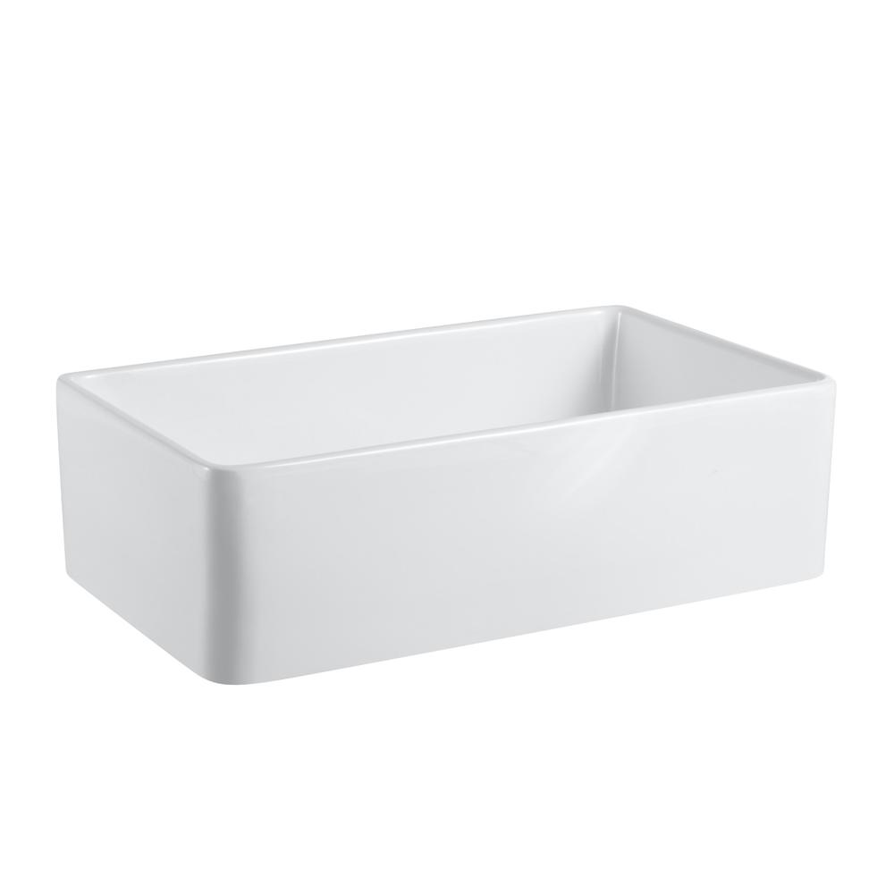 Trento Glossy White Ceramic Rectangular 33" L x 19.7" W Vessel Bathroom Sink. Picture 2