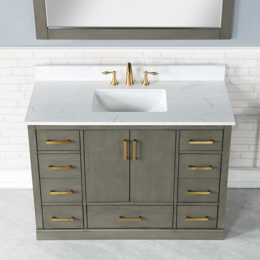 48" Single Bathroom Vanity Set in Gray Pine with Mirror. Picture 6