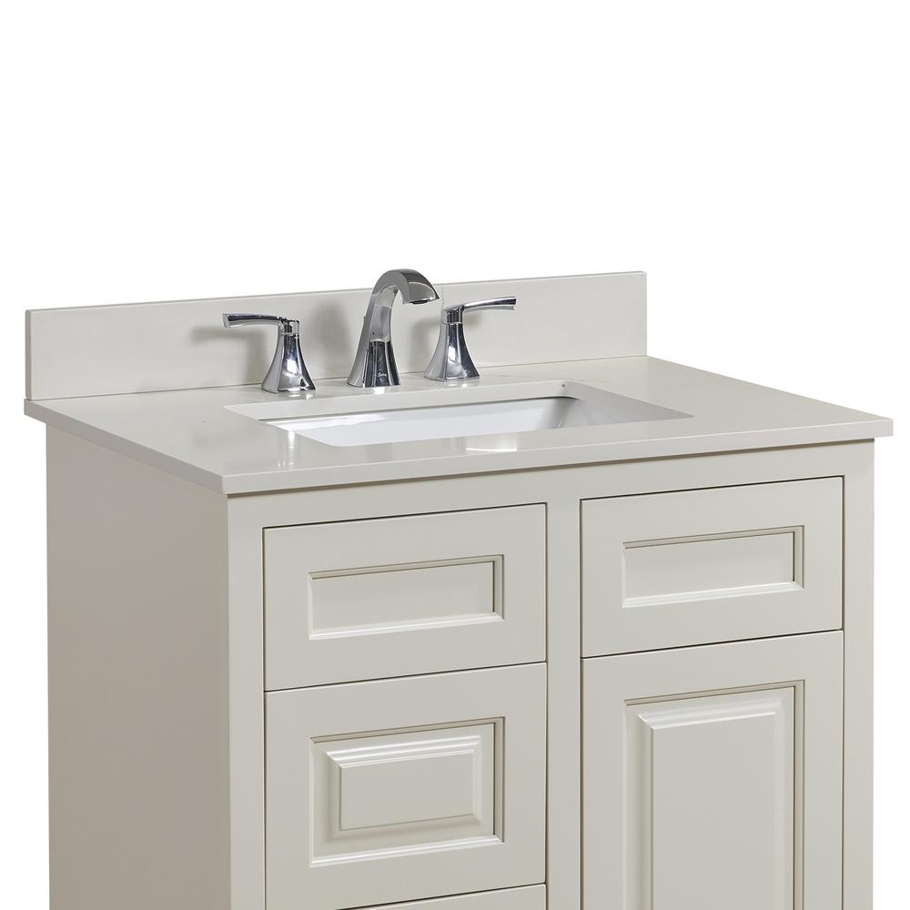 31 in. Composite Stone Vanity Top in Milano White with White Sink. Picture 6